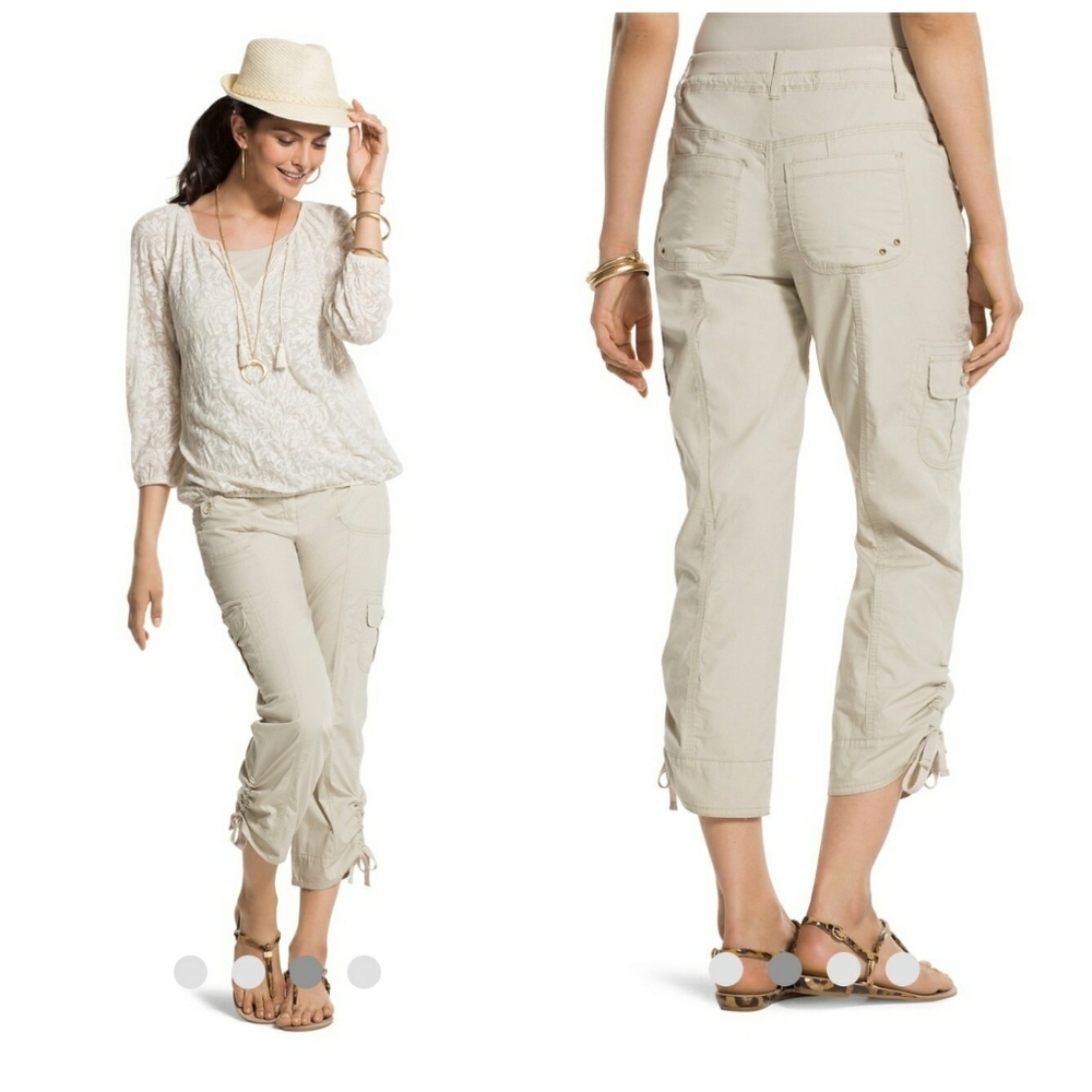 Chico's Amelia Crop Cargo Pant Putty Size XS NWT! CROP CARGO PANTS 29" Waist